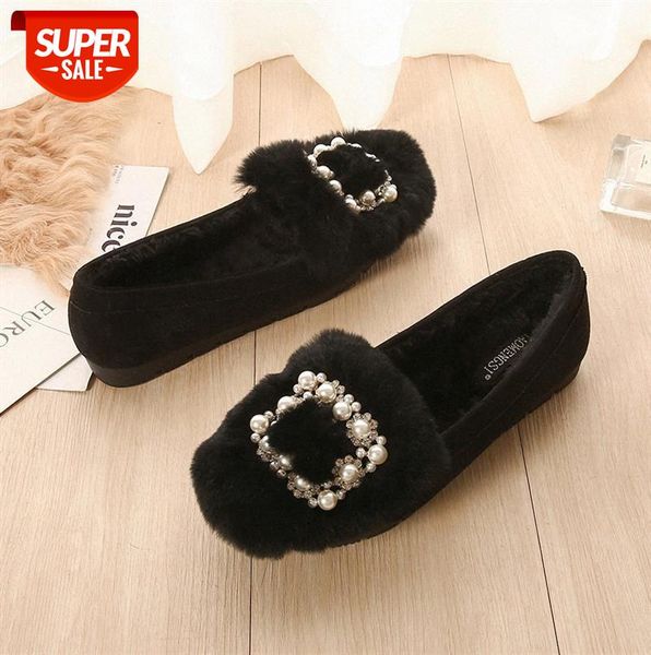 

low-cut peas shoes, real rabbit fur and fluffy shallow mouth flat single pedal women's large size #iy7i