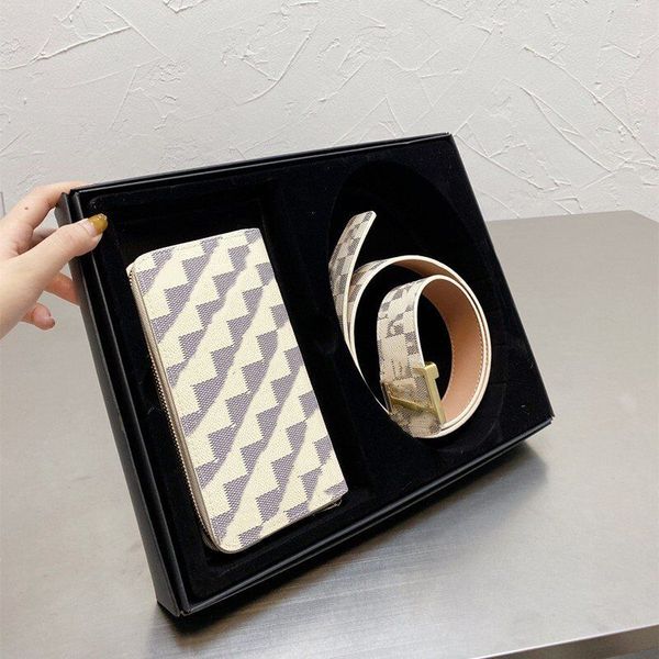 

fashion men belt and wallet set genuine leather suit gift box for male strap purse belts lcm, Red;black