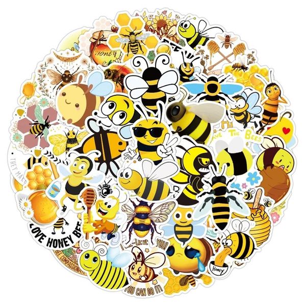 

10/30/50pcs cartoon cute little bee sticker creative yellow cute graffiti stickers waterproof decals gift guitar decorative toys car