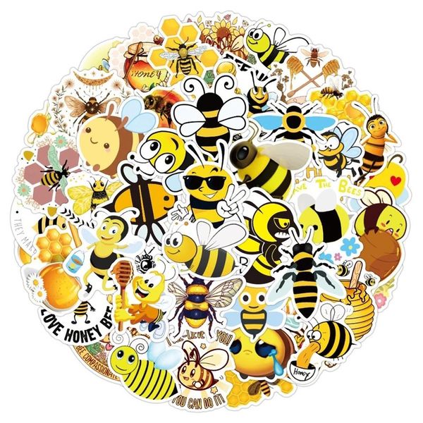 10/30/50 Pz Cartoon Cute Little Bee Adesivo Creativo Giallo Carino Graffiti Adesivi Decalcomanie Impermeabili Regalo Chitarra Giocattoli Decorativi Auto