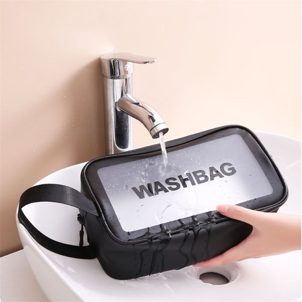 

new seasonal selling pvc pu storage transparent cosmetic travel large capacity washing bag