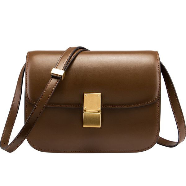 

2021 classic cowhide leather tofu bag shoulder messenger net red same box lock small square