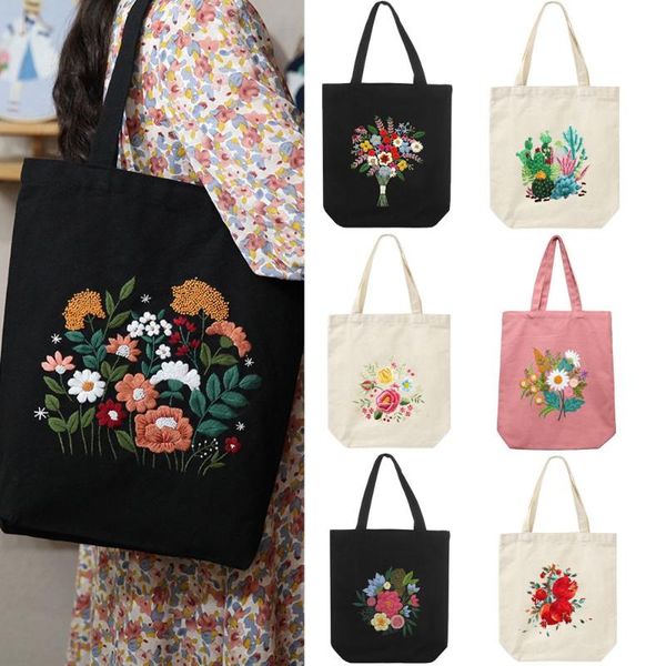 

other arts and crafts 1set flower pattern canvas carrying bag embroidery kit diy sewing needlepoint kits art needle thread for beginners