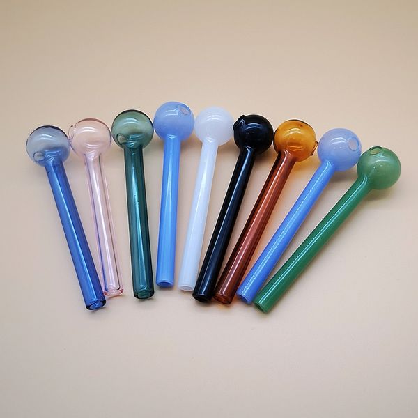 Цветные стеклянные трубы 4 дюйма Pyrex нефтяной горелка для нефтяной ложки ручной трубы табаки для курения аксессуары красочные мини-барбер