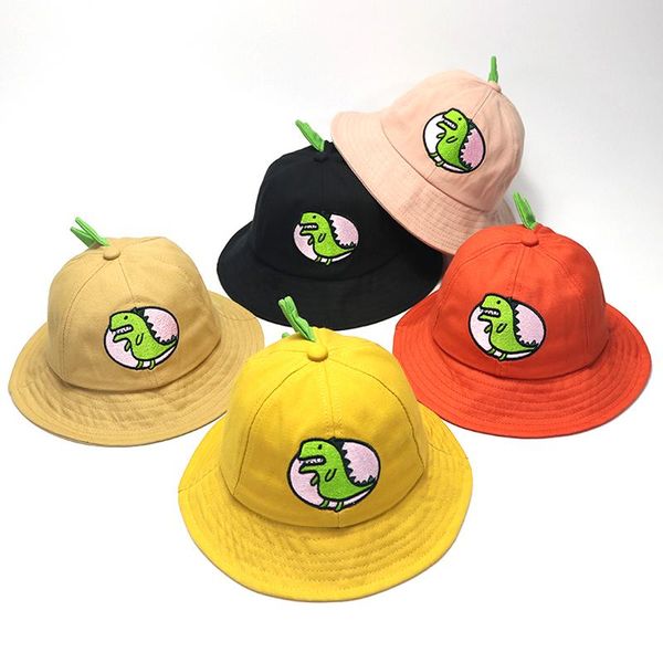 

cloches fashion 2-8 years old children bucket hat boys girls dinosaur style snapback adjustable kids hip hop sun cap wholesale, Blue;gray