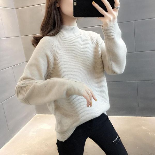 

women's sweaters room 216951 side row no. 2 (] real s half high neck solid color vertical strip pullover sweater [1690] 44, White;black