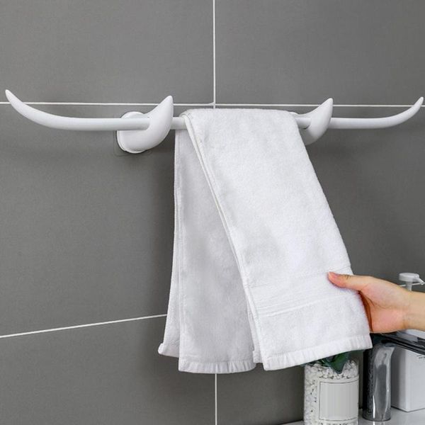 

towel racks ox horn design rack no drilling abs convenient use holder bathroom fixture/hardware for home/el/bathroom