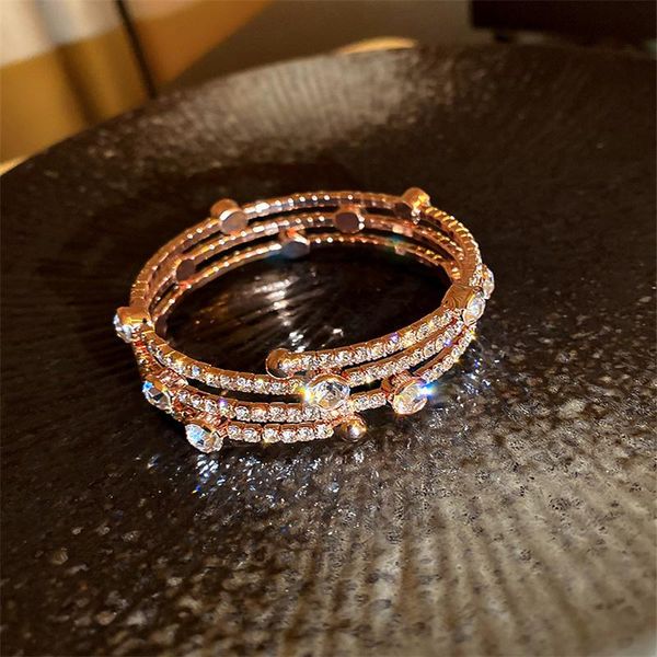 

link, chain fyuan multilayer crystal bracelet for women adjustable geometric bracelets & bangles weddings party jewelry, Black