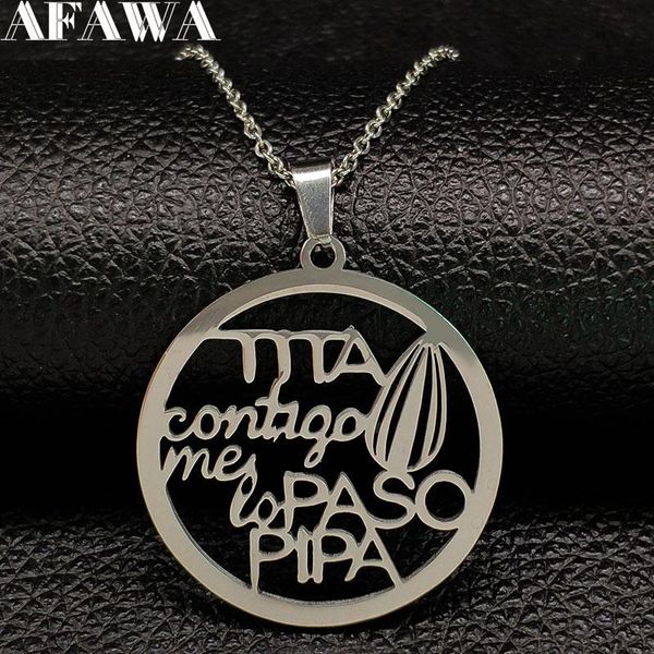 

pendant necklaces 2021 fashion tita stainless steel statement necklace for women silver color letter jewelry bisuteria mujer n1874