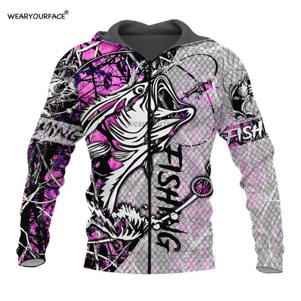 

men's hoodies & sweatshirts fishing 3d all over print crewneck zipper outdoor vocation sports funny streetwear men clothing, Black