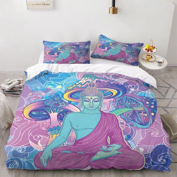 

bedding sets 2/3 pcs buddha set  king sizes bed quilt cover for home 3d printed duvet with pillowcase(no sheets