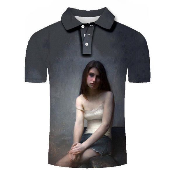 

men's polos 2021 design world famous paintings 3d printing art shirt summer plus size, White;black
