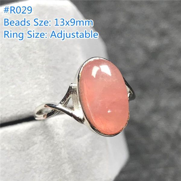 Anelli a grappolo Top Anello con rodocrosite rossa naturale Gioielli per donna Donna Uomo Perle ovali di cristallo Regalo d'amore Dito regolabile in argento