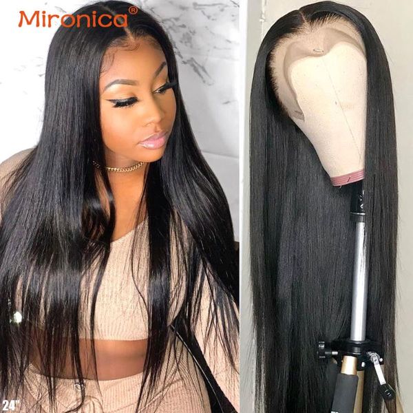 

mironica straight lace frontal wigs t part human hair 13x4x1 13x6x1 brazilian, Black;brown