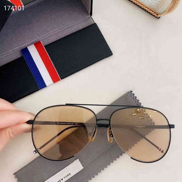 

luxury designer glasses new thom brand fashion sunglasses vintage oval double-beam pilot frog-shaped men's women's uv protection g, White;black