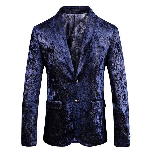 

men's suits & blazers 2021 winter luxury blazer slim fit royal blue velvet men england style casual groom wedding male jacket, White;black