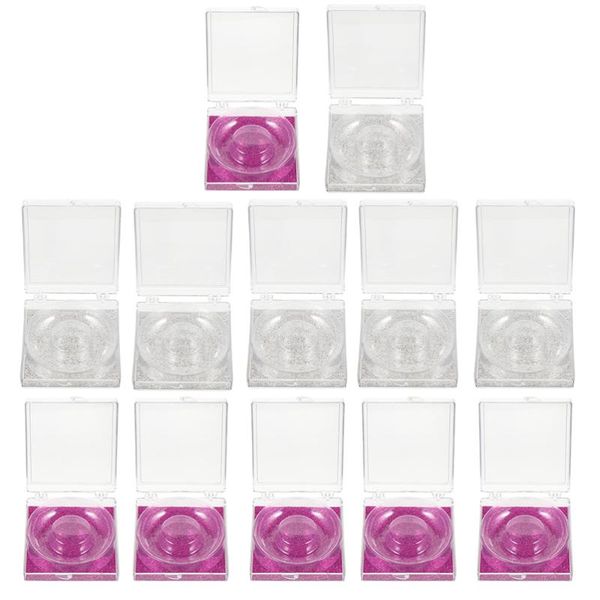 

12pcs empty false eyelash case storage box holder (rosy, silver) eyelashes