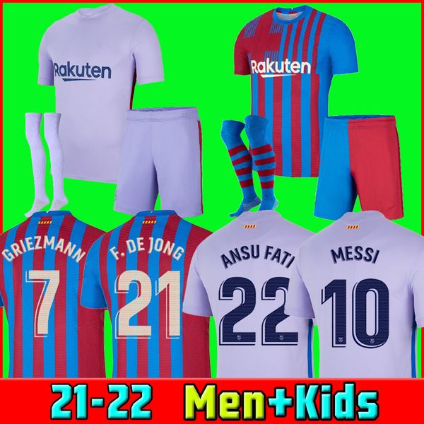

21 22 Barcelona soccer jersey MESSI PEDRI KUN AGUERO BARCA camiseta de futbol 2021 2022 GRIEZMANN F.DE JONG Emerson Eric Maillots football shirt men + kids kit sets, 21/22 home men