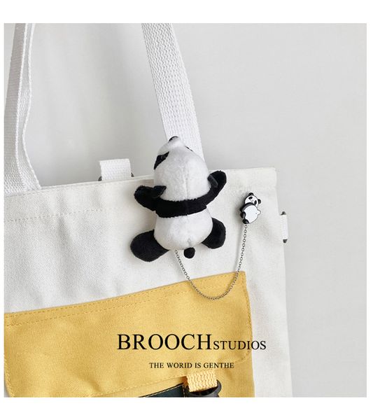 

cute brooches with panda on the shoulder cartoon pins dinosaur pin duck brooch, Gray