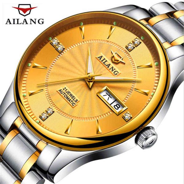 

buy ailang classic gentlemen watches fire luxury automatic mechanical fashion men's rvs gold, Slivery;brown
