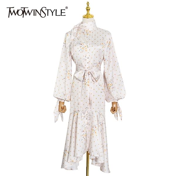 

print floral shirt dress for women bowknot collar long sleeve high waist irregular hem vintage dresses female 210520, Black;gray