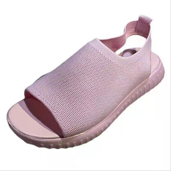 

sandals women's pure color knitted mesh printed platform shoes summer sneakers sandalias mujer 2021 zapatos de, Black