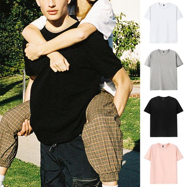 

simple couple t-shirt 2021 casual solid color breathable tshirt o-neck short sleeve soft cotton summer outfits for man women women's, White