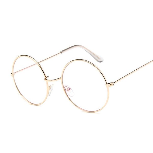 

vintage round glasses clear lens fashion gold metal frame optical men women eyeglass fake sunglasses frames, Black
