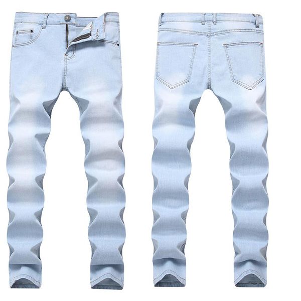 

men's jeans loose straight business pants casual tide brand summer, Blue