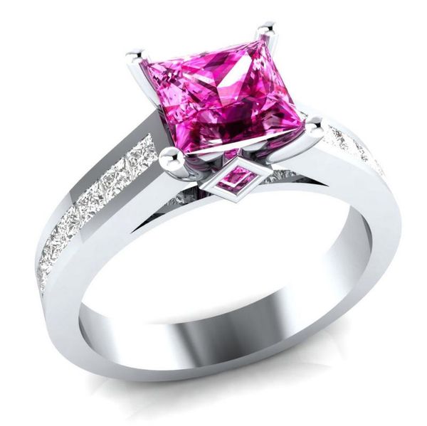 

wedding rings huitan exquisitely ment for women inlaid red square cu zirconia romantic anniversary jewelry gift, Slivery;golden