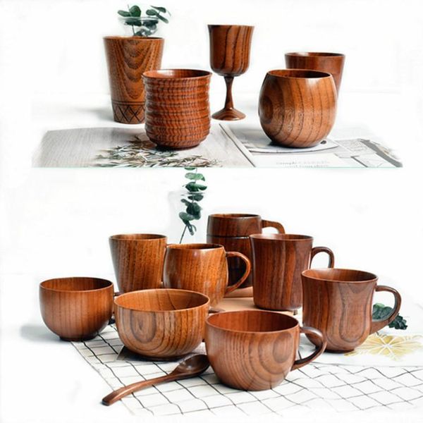 

mugs retro handle cup single wooden whole body beer mug milk coffee
