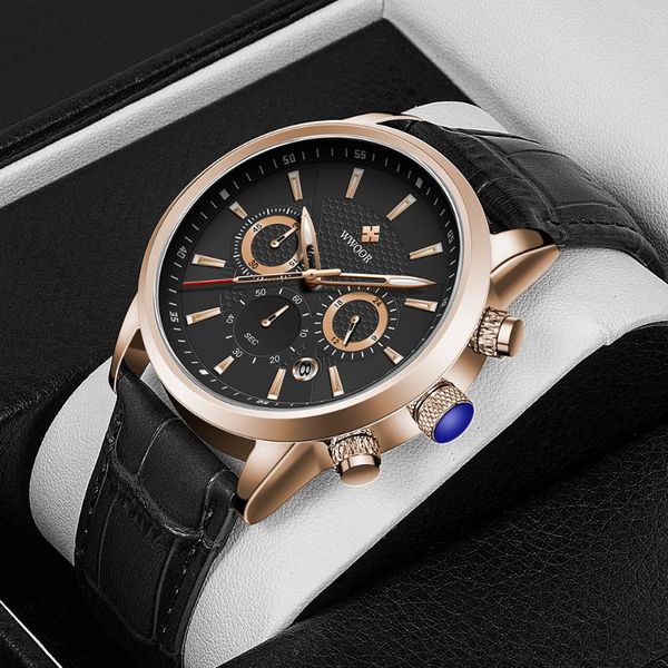 

wristwatches 2021 wwoor watches mens leather quartz wristwatch male waterproof date clock sports chronograph relojes hombre, Slivery;brown