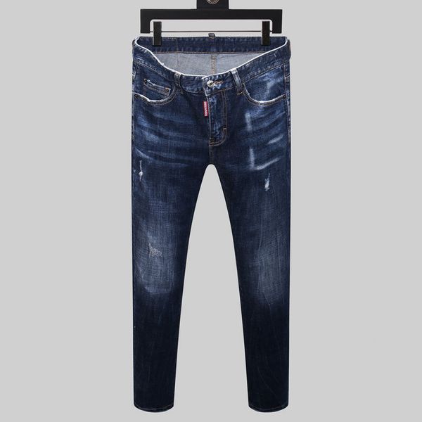 

fashion jeans street men's with holes reminiscent of the past, Blue