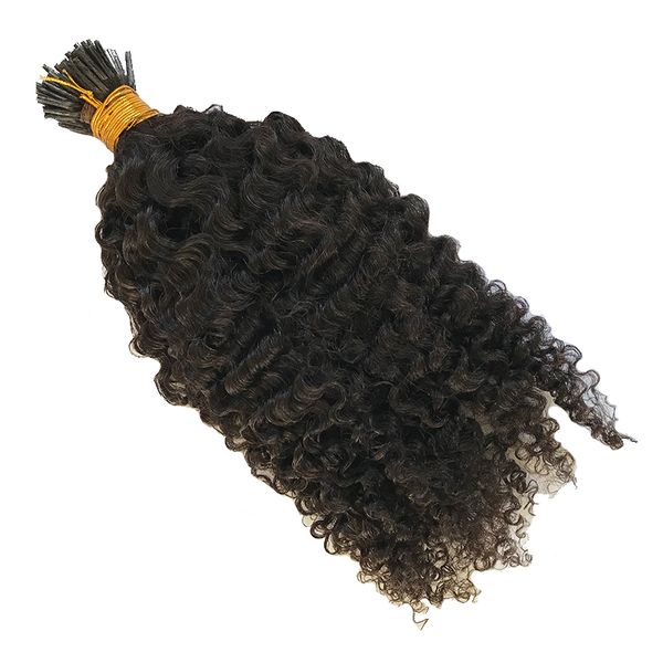 

brazilian wavy remy pre-bonded hair extensions natural color i tip in hairs 100 strands 1g/s for salon, Black