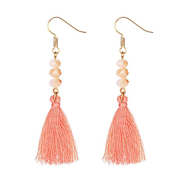 

bohemian ethnic tassel earrings fashion acrylic beads long dangle earring for women statement brincos jewelry accessories & chandelier, Silver