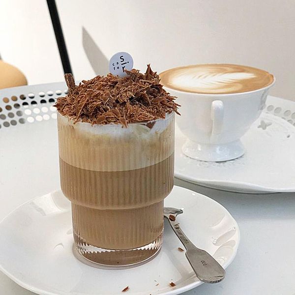 

mugs 200/350 ml nordic household vertical stripe glass fruit cup kitchen and bar supplies dessert juice water milk bottle