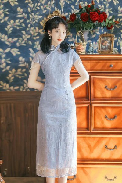 

casual dresses the sea pearl improved cheongsam years young french girl, Black;gray
