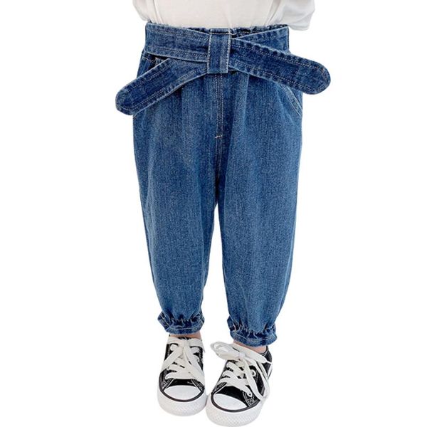 

baby jeans with bow solid color for girls autumn winter infantil casual style girl clothes, Blue
