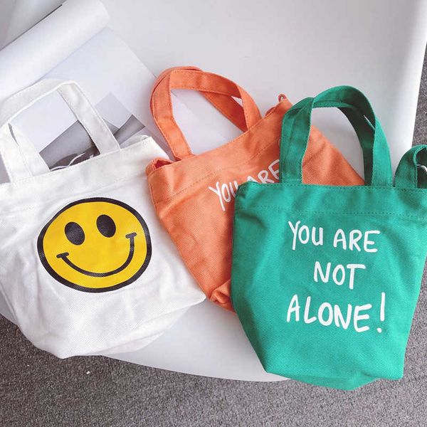 

summer arrival girls fashion letter bags kids smile printed 210528, Black