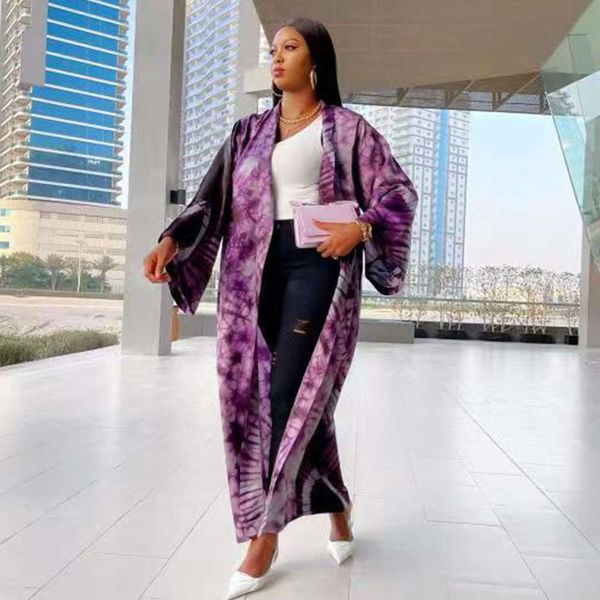 

style temperament long cardigan loose coat large printed, Black;brown