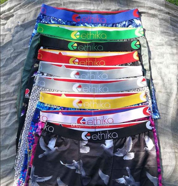 

new designer men ethika underwear men boxers breathable mens underwear branded boxers logo underwear male beach boxer8546, Black;white