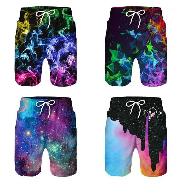 

men's shorts 2021 3d prism digital printing casual beach pants children's loose parent-child clothes men swimwear, White;black
