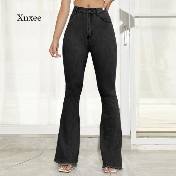 

women's jeans trousers high waist flare boyfriend bell bottom denim skinny woman female wide leg vintage plus size clothing, Blue