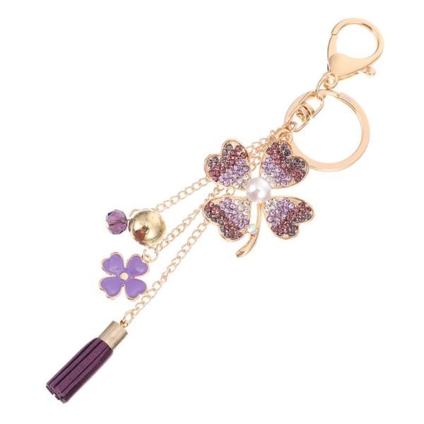 

keychains 1pc four-leaf key ring good fortune decor purse accessory, Silver