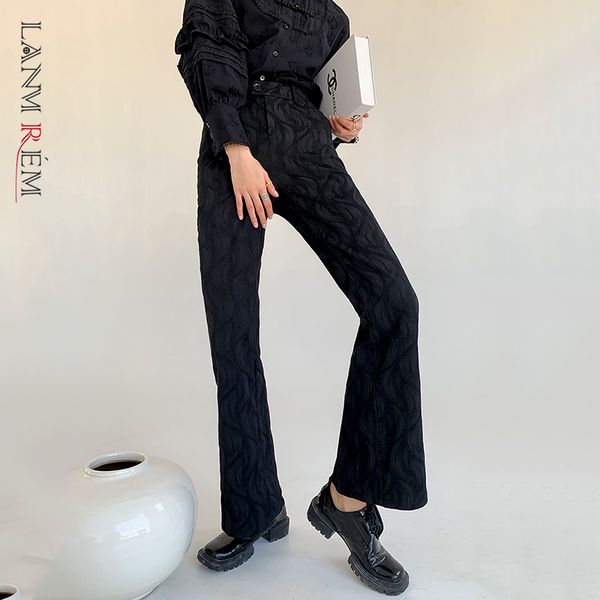 

three dimensional dark pattern slim trousers versatile zipper high waist straight pants women casual fashion long 2d1303 210507, Black;white