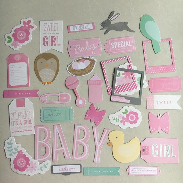 Confezione regalo 36 pezzi Boy Girl Abbellimenti Ephemera Tagli fustellati di carta per DIY Scrapbooking Card Making Crafts /Po /Decorazione del partito