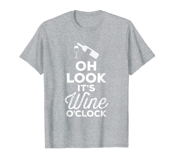 

oh look it's wine o'clock womens drinking tshirt, White;black