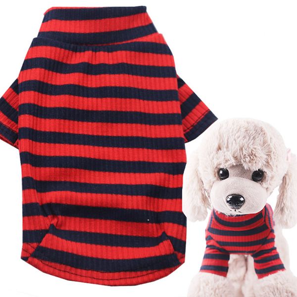 Abbigliamento per cani 100% cotone Camicia per cani a righe Traspirante Elastico Abbigliamento per animali T-shirt per cuccioli T-shirt per gatti per piccoli cagnolini Beagle Bulldog francese Schnauzer XL 6 colori A27