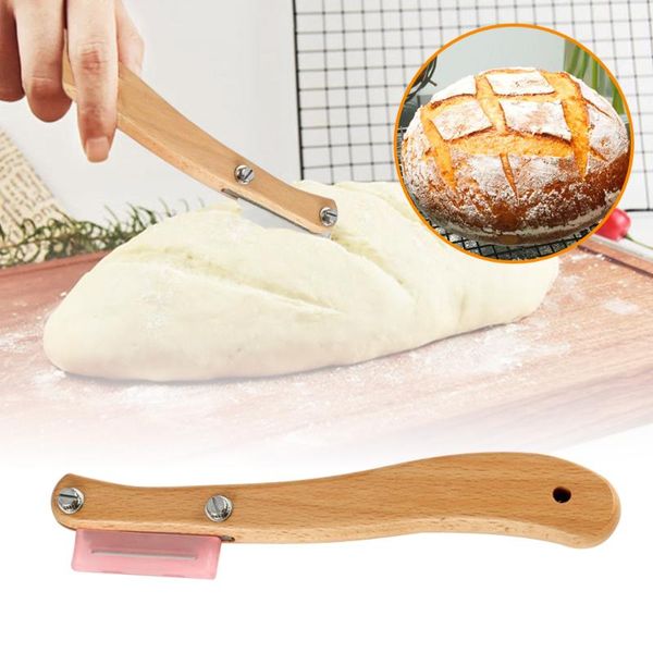 

blades bread arc curved knife slashing tool baguette cutting french toast cutter bakery lame with wood handle baking & pastry tools