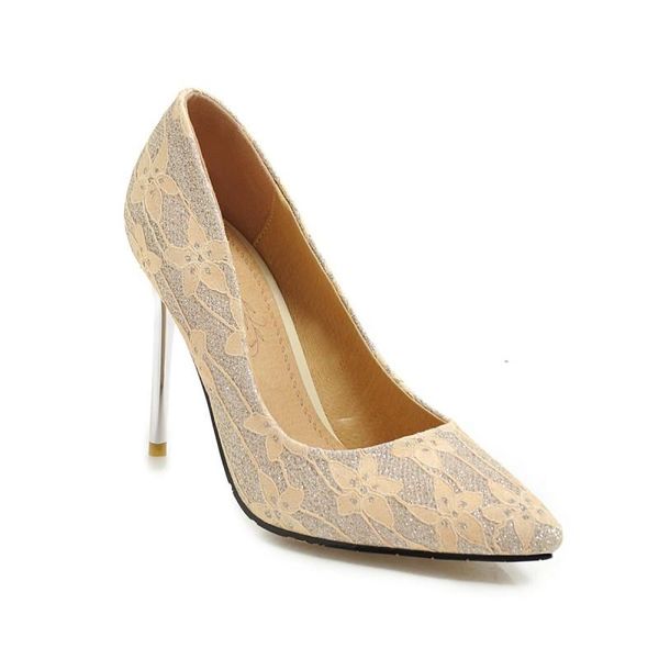 

plus size pointed sequin high heels ladies women shoes woman pumps dress, Black